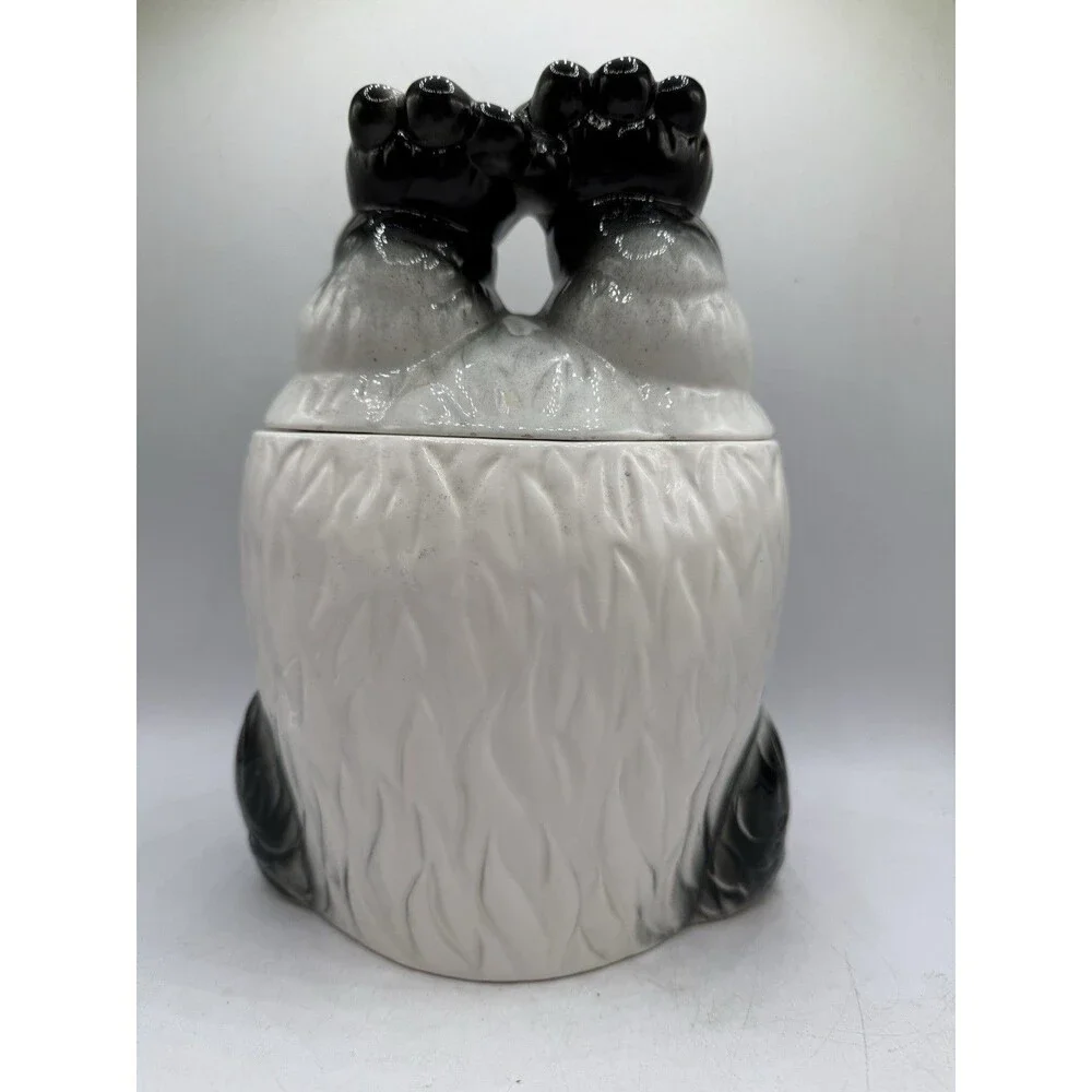Vintage National Silver Japan Panda Bear Handstand Upside Down Cookie Jar